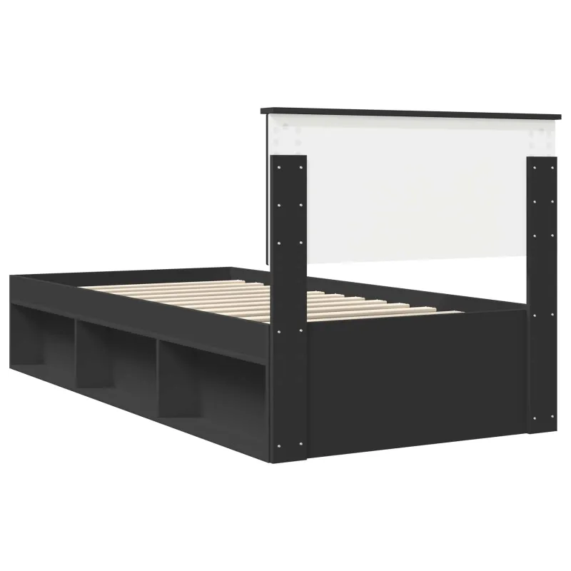 Lovos rėmas Juoda 90 x 190 cm Kietos pušies mediena