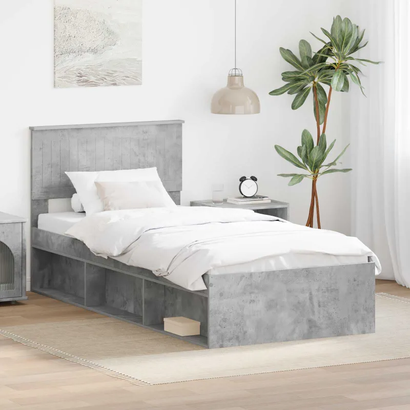 Lovos rėmas Betono pilka 90 x 190 cm Kietos pušies mediena