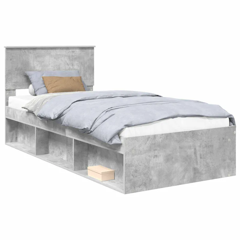 Lovos rėmas Betono pilka 90 x 190 cm Kietos pušies mediena