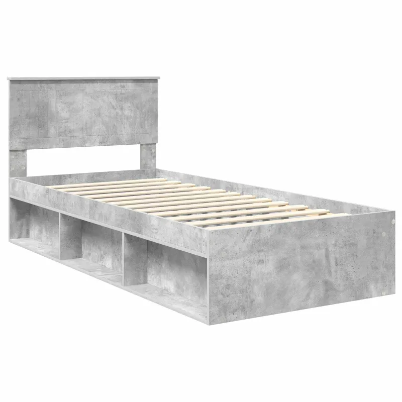 Lovos rėmas Betono pilka 90 x 190 cm Kietos pušies mediena