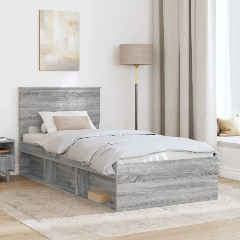 Lovos rėmas Pilkas Sonoma 90 x 190 cm Kietos pušies mediena