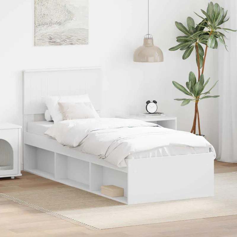 Lovos rėmas Balta 75 x 190 cm Kietos pušies mediena