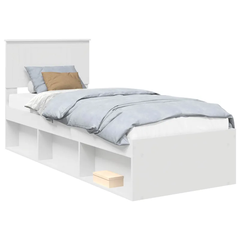 Lovos rėmas Balta 75 x 190 cm Kietos pušies mediena