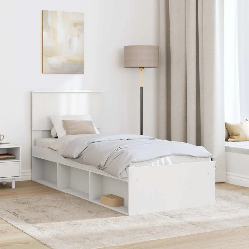 Lovos rėmas Balta 75 x 190 cm Kietos pušies mediena