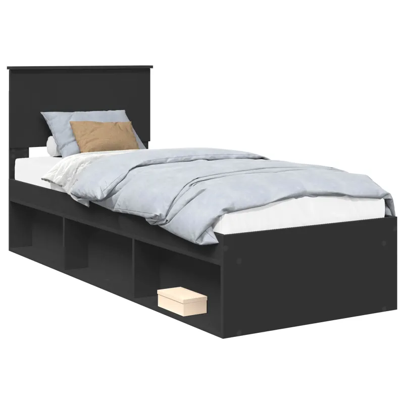 Lovos rėmas Juoda 75 x 190 cm Kietos pušies mediena