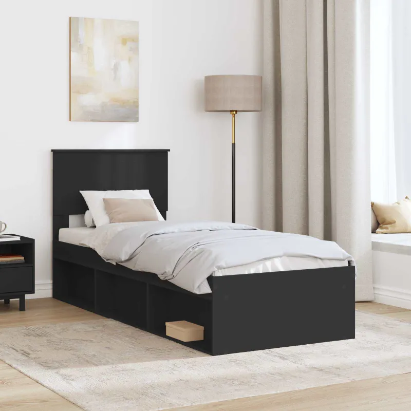 Lovos rėmas Juoda 75 x 190 cm Kietos pušies mediena