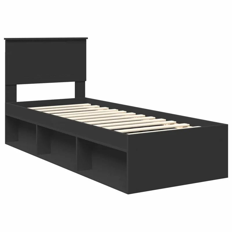 Lovos rėmas Juoda 75 x 190 cm Kietos pušies mediena