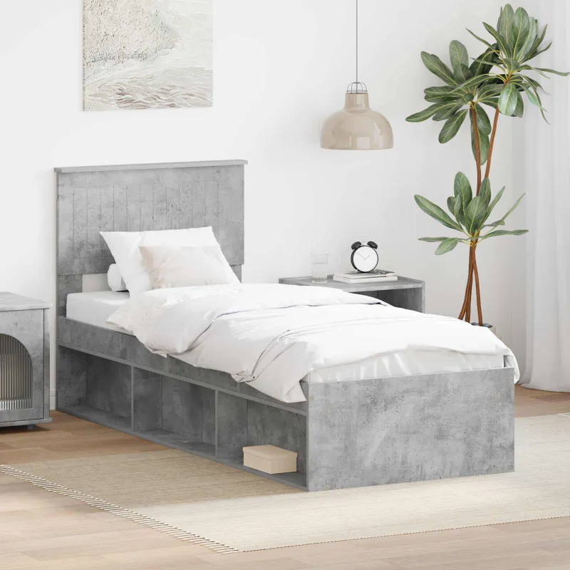 Lovos rėmas Betono pilka 75 x 190 cm Kietos pušies mediena