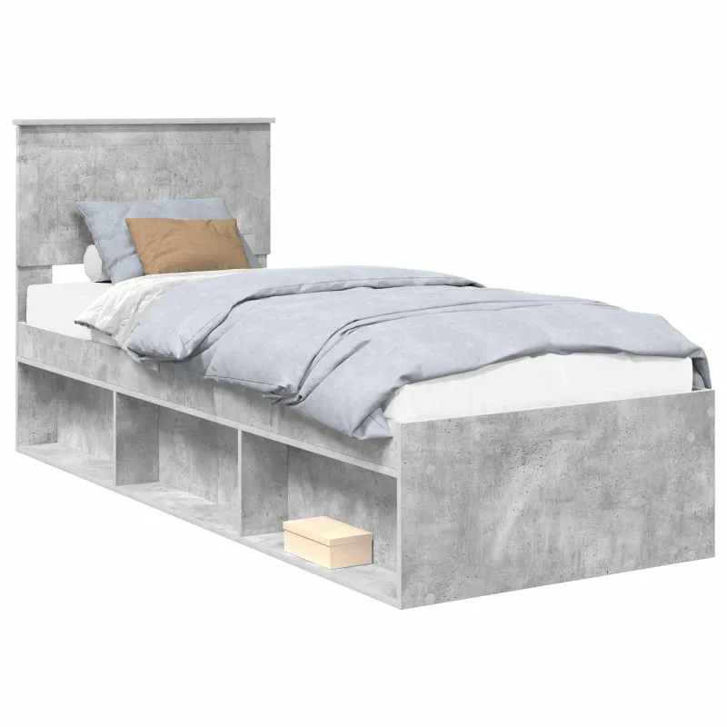 Lovos rėmas Betono pilka 75 x 190 cm Kietos pušies mediena