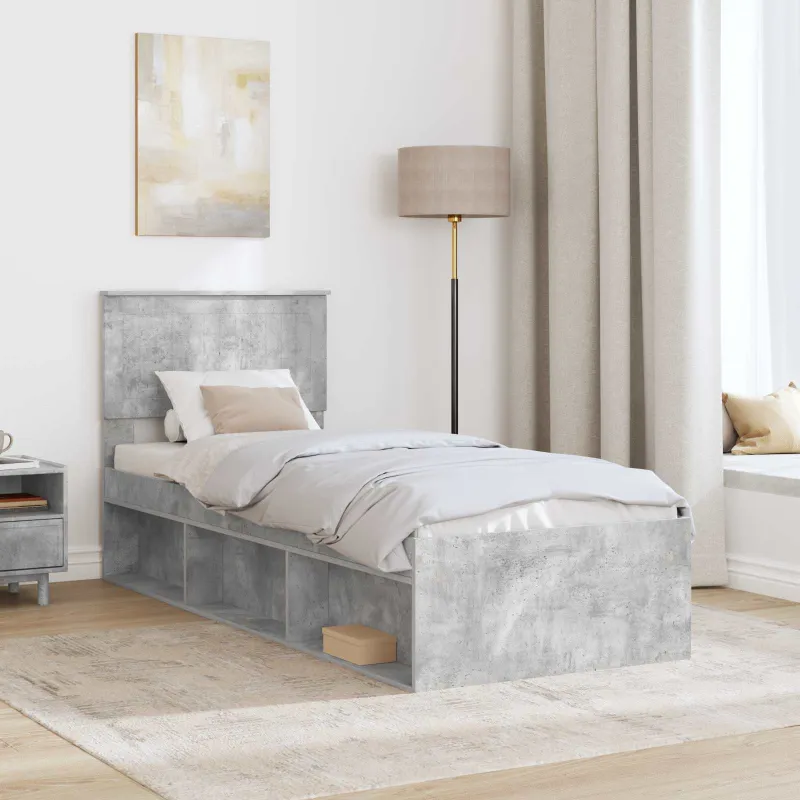 Lovos rėmas Betono pilka 75 x 190 cm Kietos pušies mediena