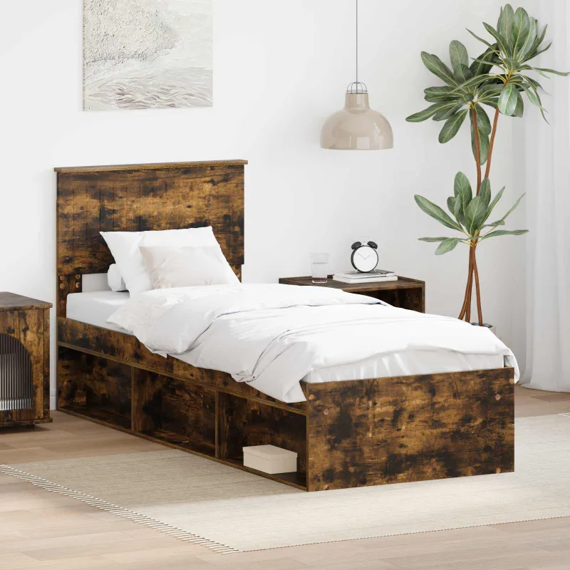 Lovos rėmas Rūkyta ąžuolas 75 x 190 cm Kietos pušies mediena