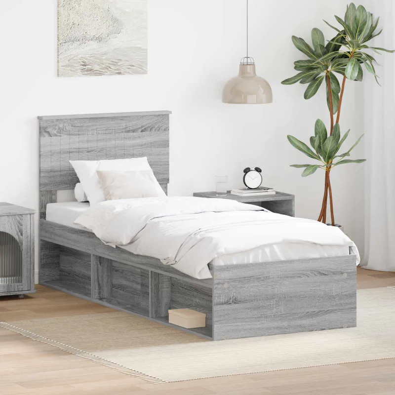 Lovos rėmas Pilkas Sonoma 75 x 190 cm Kietos pušies mediena