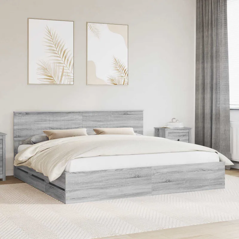 Lovos rėmas Pilkas Sonoma 200 x 200 cm Inžinerinė mediena