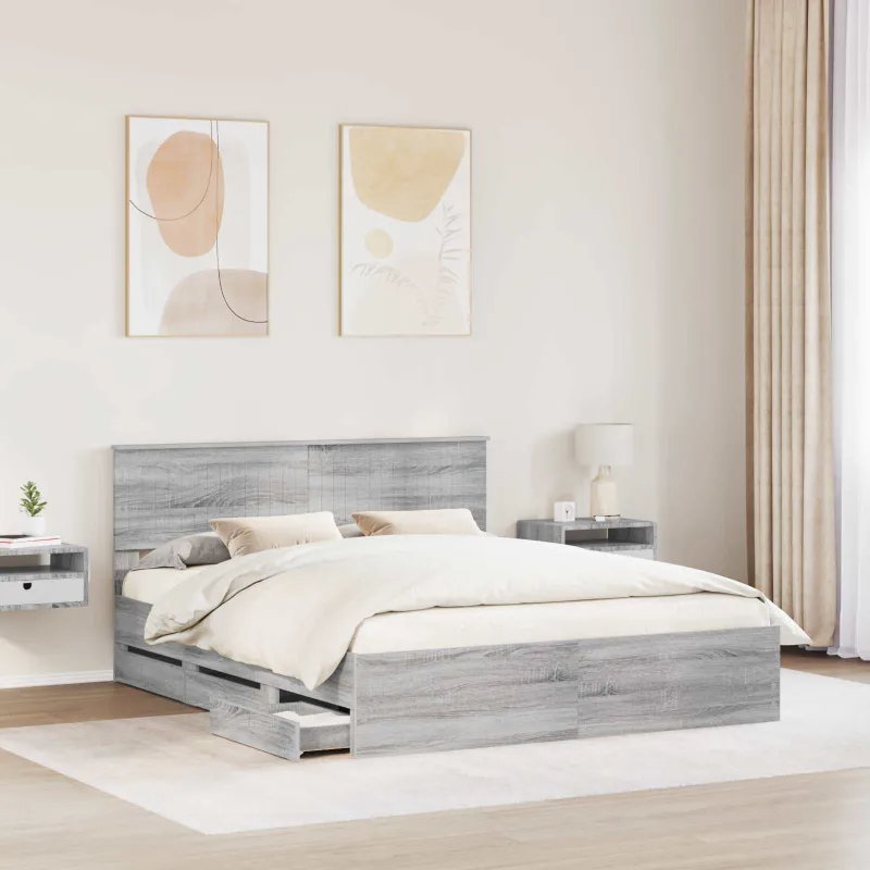 Lovos rėmas Pilkas Sonoma 160 x 200 cm Inžinerinė mediena
