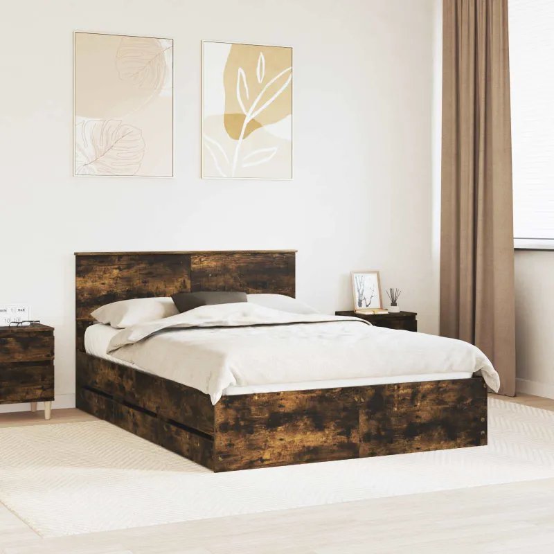 Lovos rėmas Rūkyta ąžuolas 135 x 190 cm Inžinerinė mediena