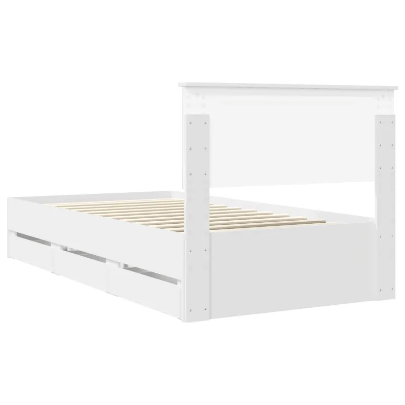 Lovos rėmas su stalčių Balta 100 x 200 cm Inžinerinė mediena