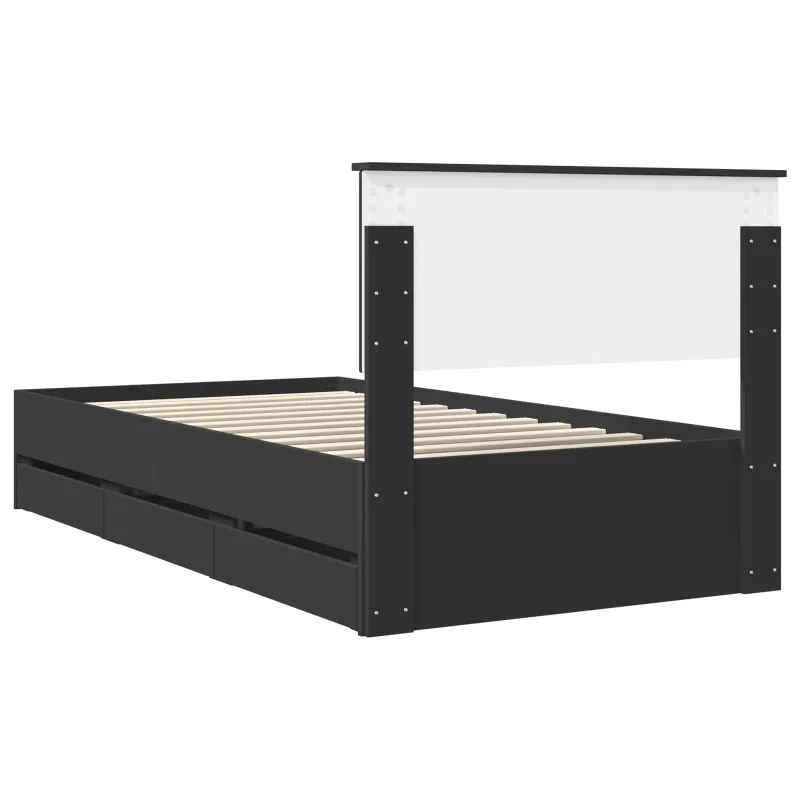 Lovos rėmas su stalčių Juoda 100 x 200 cm Inžinerinė mediena