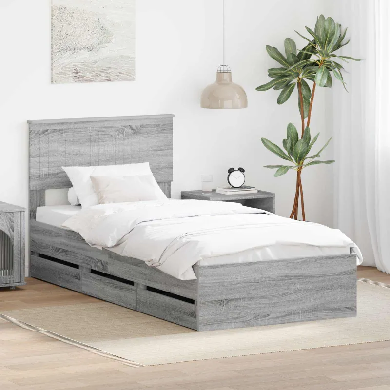 Lovos rėmas Pilkas Sonoma 90 x 190 cm Inžinerinė mediena