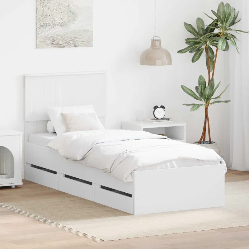 Lovos rėmas su stalčių Balta 75 x 190 cm Inžinerinė mediena