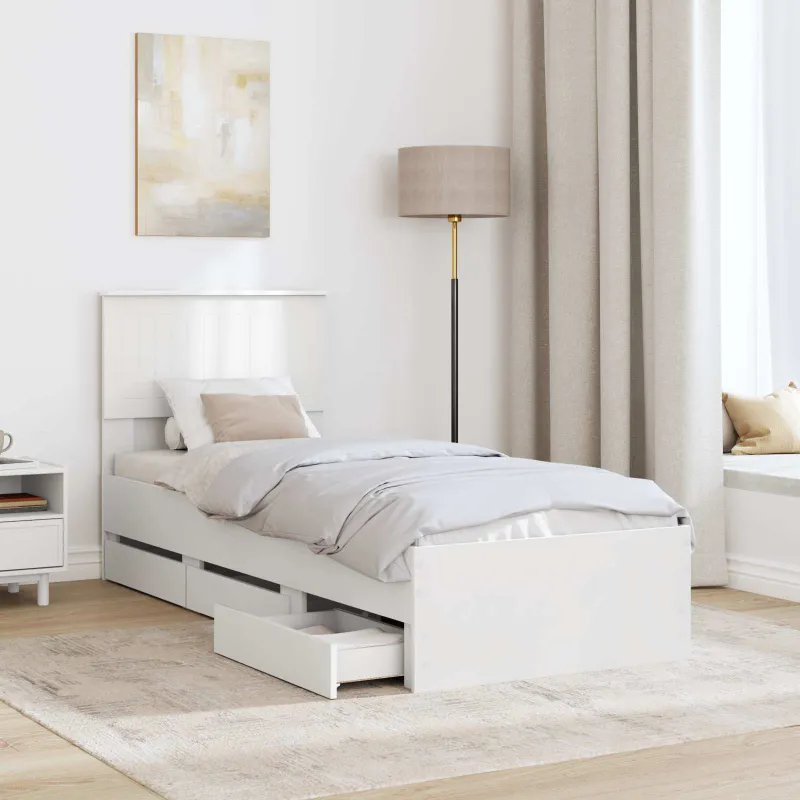 Lovos rėmas su stalčių Balta 75 x 190 cm Inžinerinė mediena