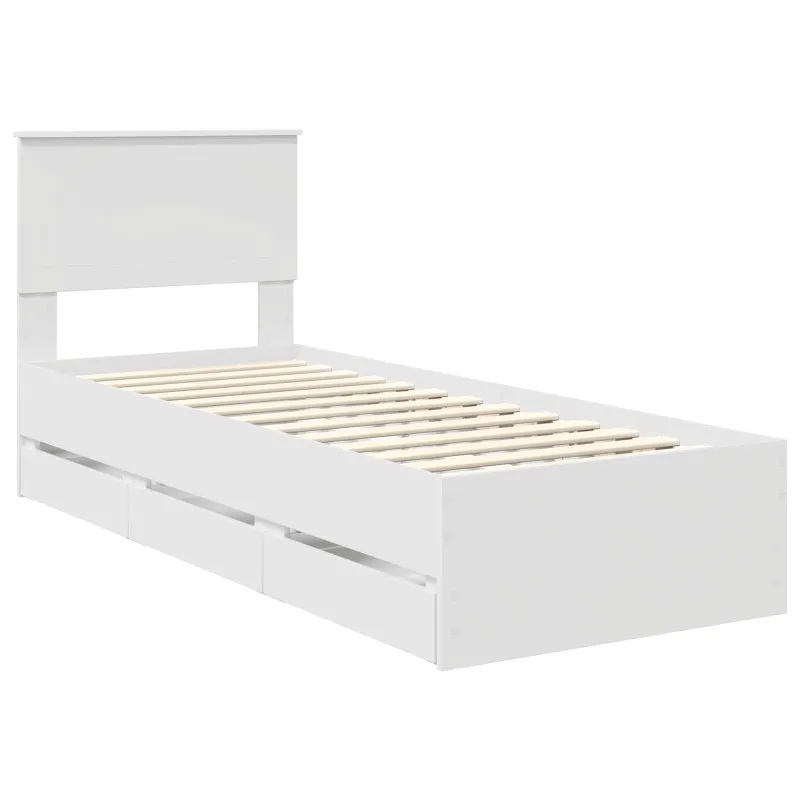 Lovos rėmas su stalčių Balta 75 x 190 cm Inžinerinė mediena