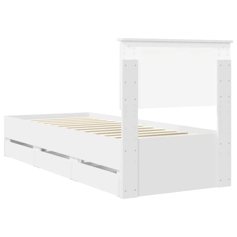 Lovos rėmas su stalčių Balta 75 x 190 cm Inžinerinė mediena
