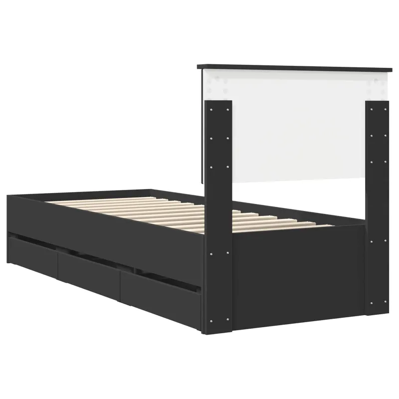 Lovos rėmas su stalčių Juoda 75 x 190 cm Inžinerinė mediena
