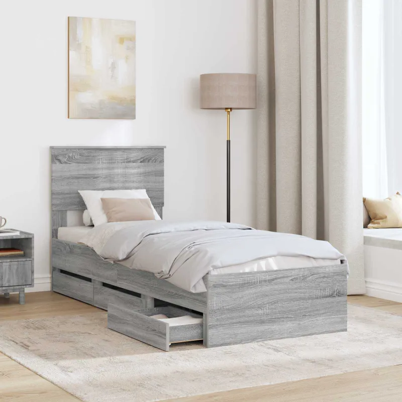 Lovos rėmas Pilkas Sonoma 75 x 190 cm Inžinerinė mediena