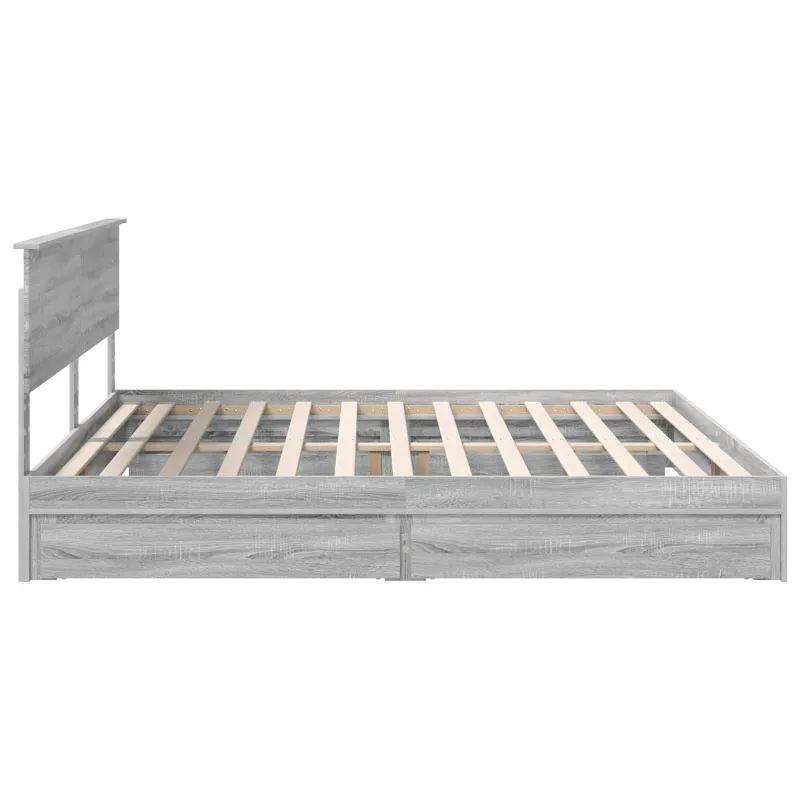 Saugos lova Pilkas Sonoma 200 x 200 cm Apdirbta mediena