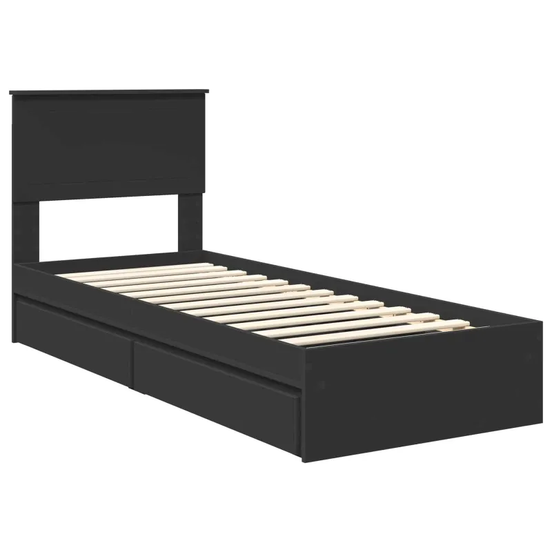 Saugos lova su galvūgalio Juoda 75 x 190 cm Apdirbta mediena