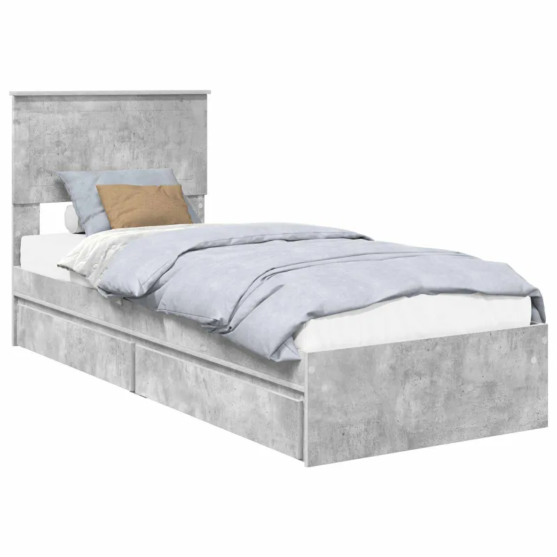 Saugos lova Betono pilka 75 x 190 cm Apdirbta mediena