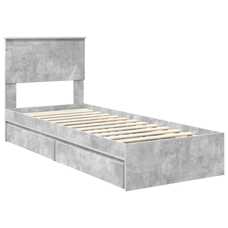 Saugos lova Betono pilka 75 x 190 cm Apdirbta mediena