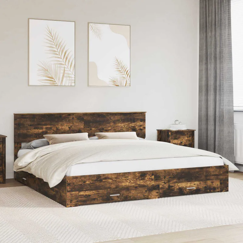 Lovos rėmas Rūkyta ąžuolas 200 x 200 cm Apdirbta mediena