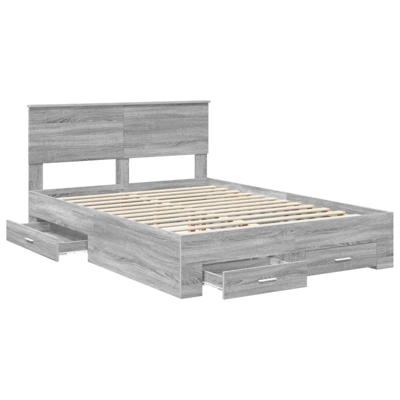 Lovos rėmas Pilkas Sonoma 135 x 190 cm Apdirbta mediena