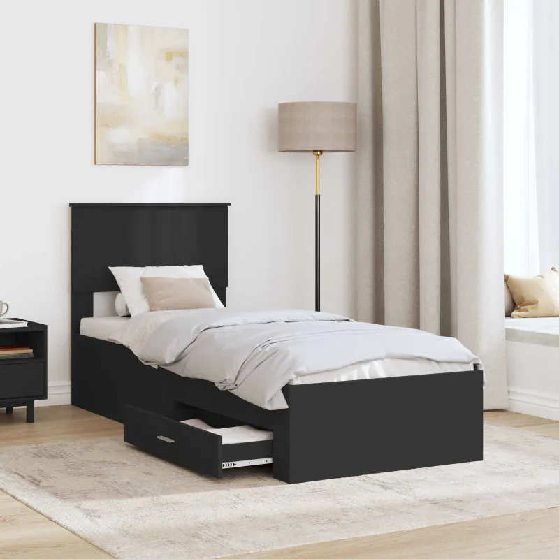 Lovos rėmas Juodas ir sidabrinis 75 x 190 cm Apdirbta mediena