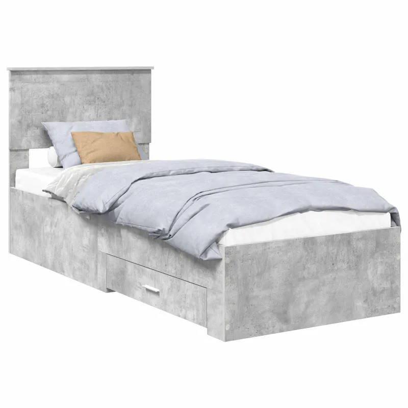 Lovos rėmas su galvūgalio Betono pilko ir sidabro 70 x 190 cm
