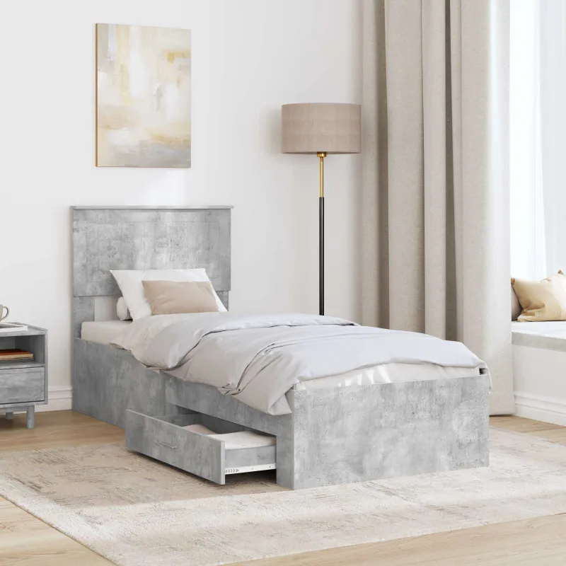 Lovos rėmas su galvūgalio Betono pilko ir sidabro 70 x 190 cm