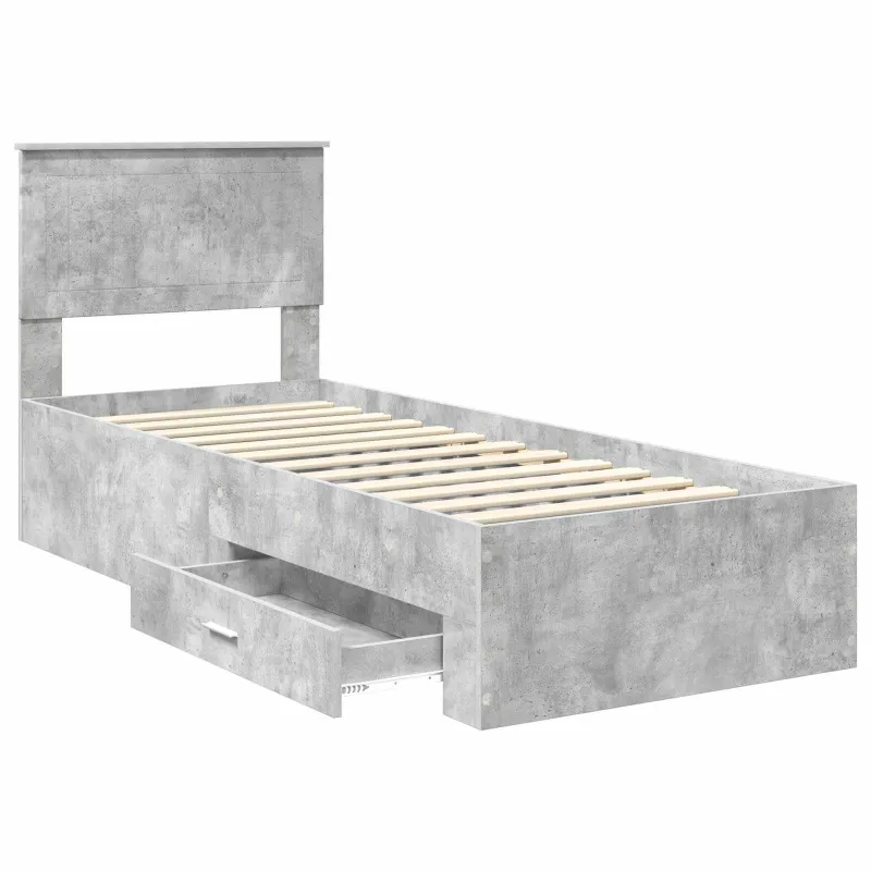 Lovos rėmas su galvūgalio Betono pilko ir sidabro 70 x 190 cm