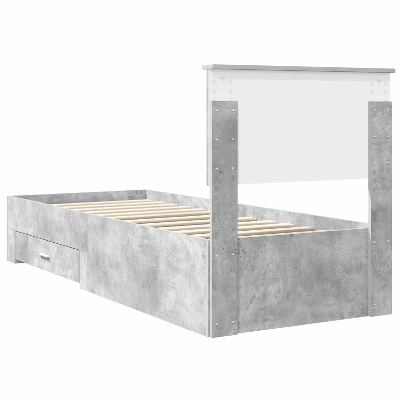 Lovos rėmas su galvūgalio Betono pilko ir sidabro 70 x 190 cm
