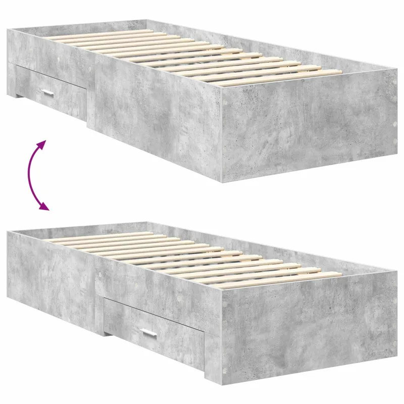 Lovos rėmas su galvūgalio Betono pilko ir sidabro 70 x 190 cm
