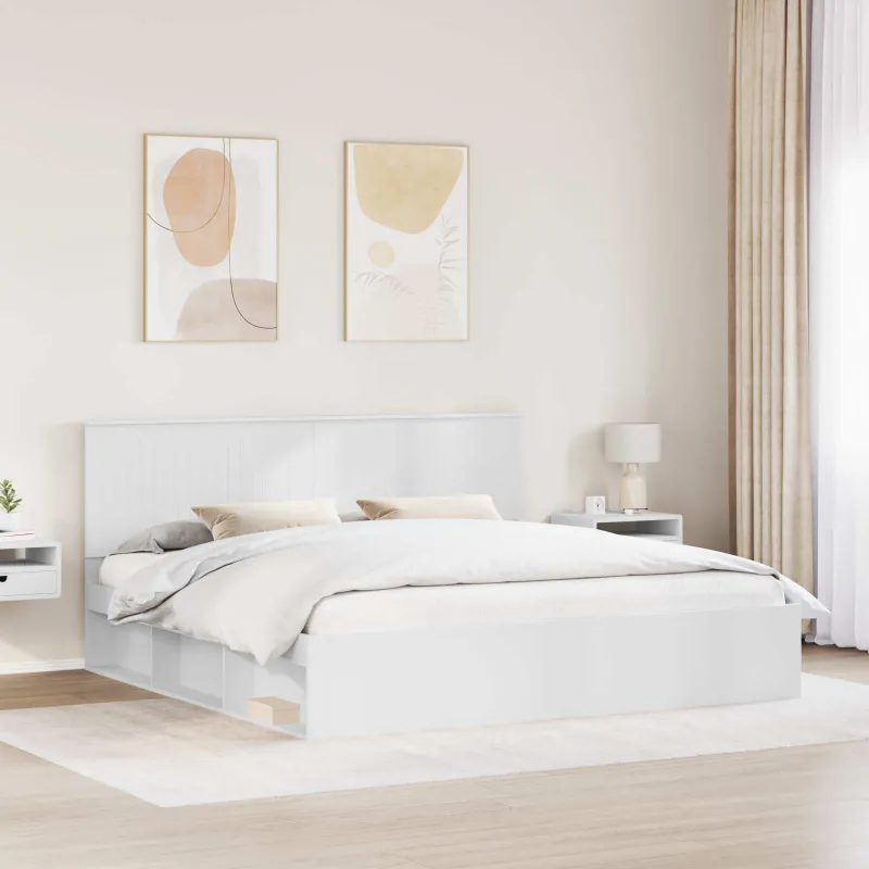 Lovos rėmas Balta 200 x 200 cm Kietos pušies mediena