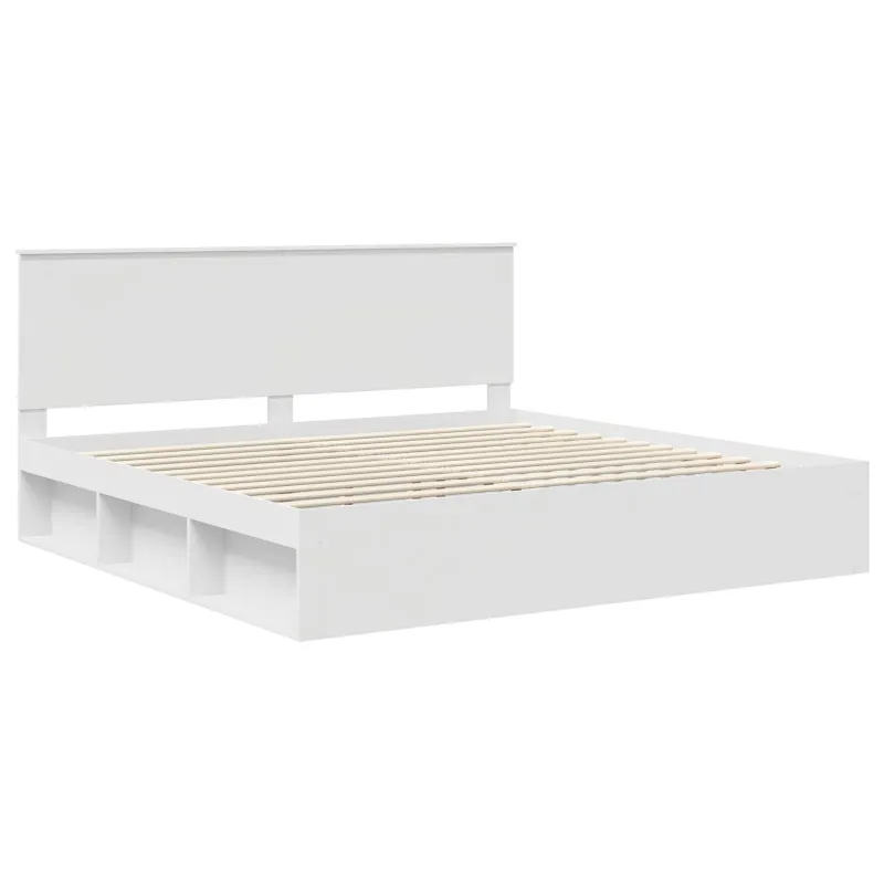 Lovos rėmas Balta 200 x 200 cm Kietos pušies mediena