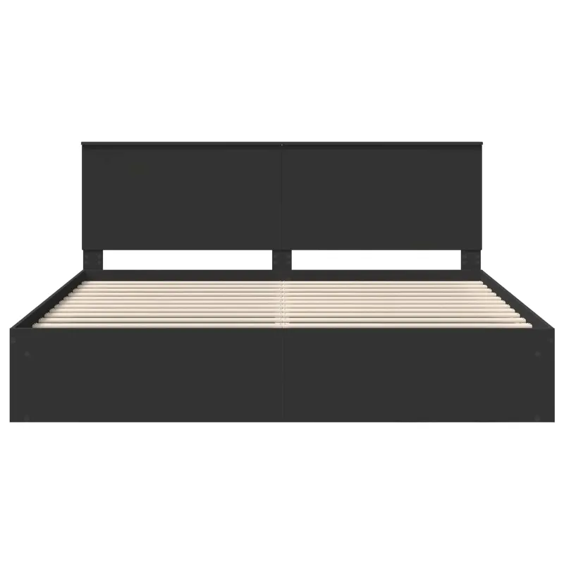 Lovos rėmas Juoda 200 x 200 cm Kietos pušies mediena