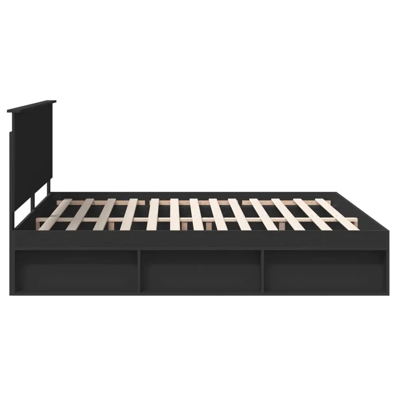 Lovos rėmas Juoda 200 x 200 cm Kietos pušies mediena