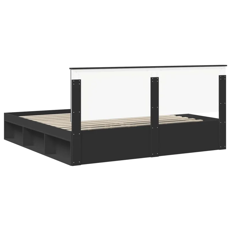 Lovos rėmas Juoda 200 x 200 cm Kietos pušies mediena