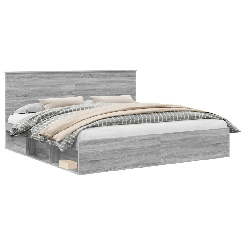 Lovos rėmas Pilkas Sonoma 200 x 200 cm Kietos pušies mediena