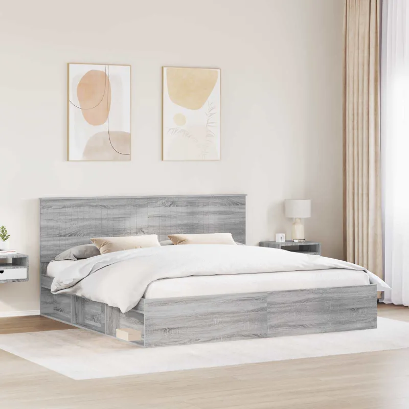 Lovos rėmas Pilkas Sonoma 200 x 200 cm Kietos pušies mediena