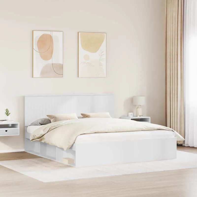 Lovos rėmas Balta 180 x 200 cm Kietos pušies mediena