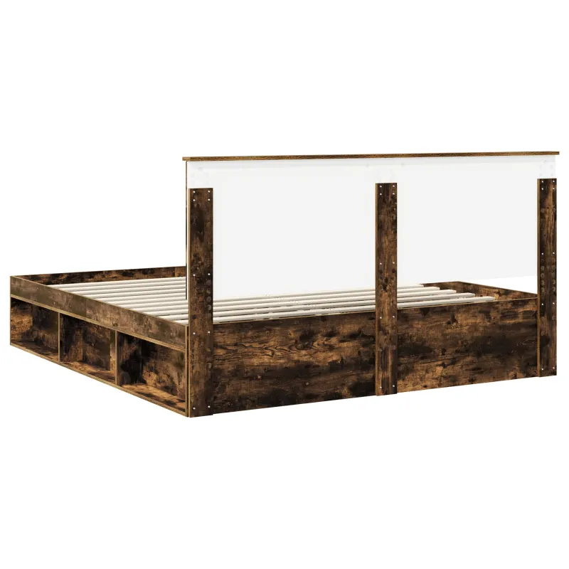 Lovos rėmas Rūkyta ąžuolas 180 x 200 cm Kietos pušies mediena