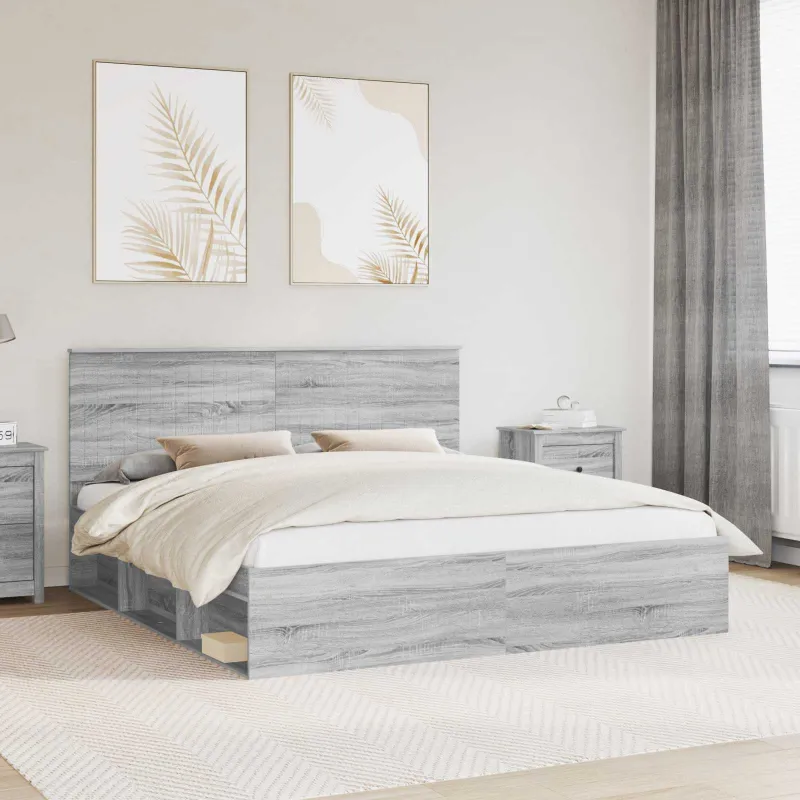 Lovos rėmas Pilkas Sonoma 180 x 200 cm Kietos pušies mediena